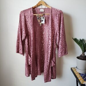 NWT BNLK Mauve Lace Kimono Sz M